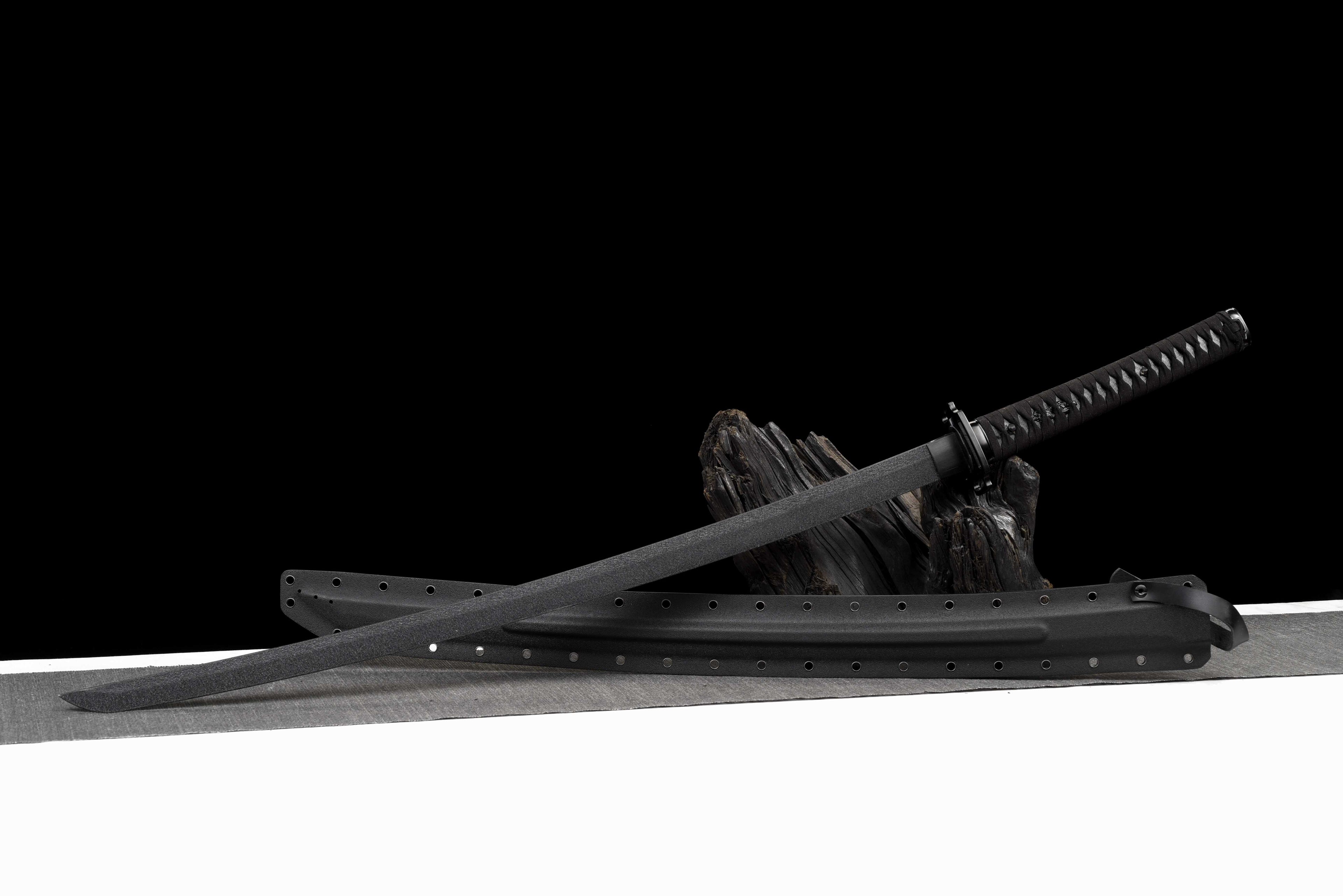 Tactical Katana - Ceramic Coated Carbon Steel Blade (Anti-Rust), Suede Cross Wrap Handle & Kydex Sheath | Full-Tang