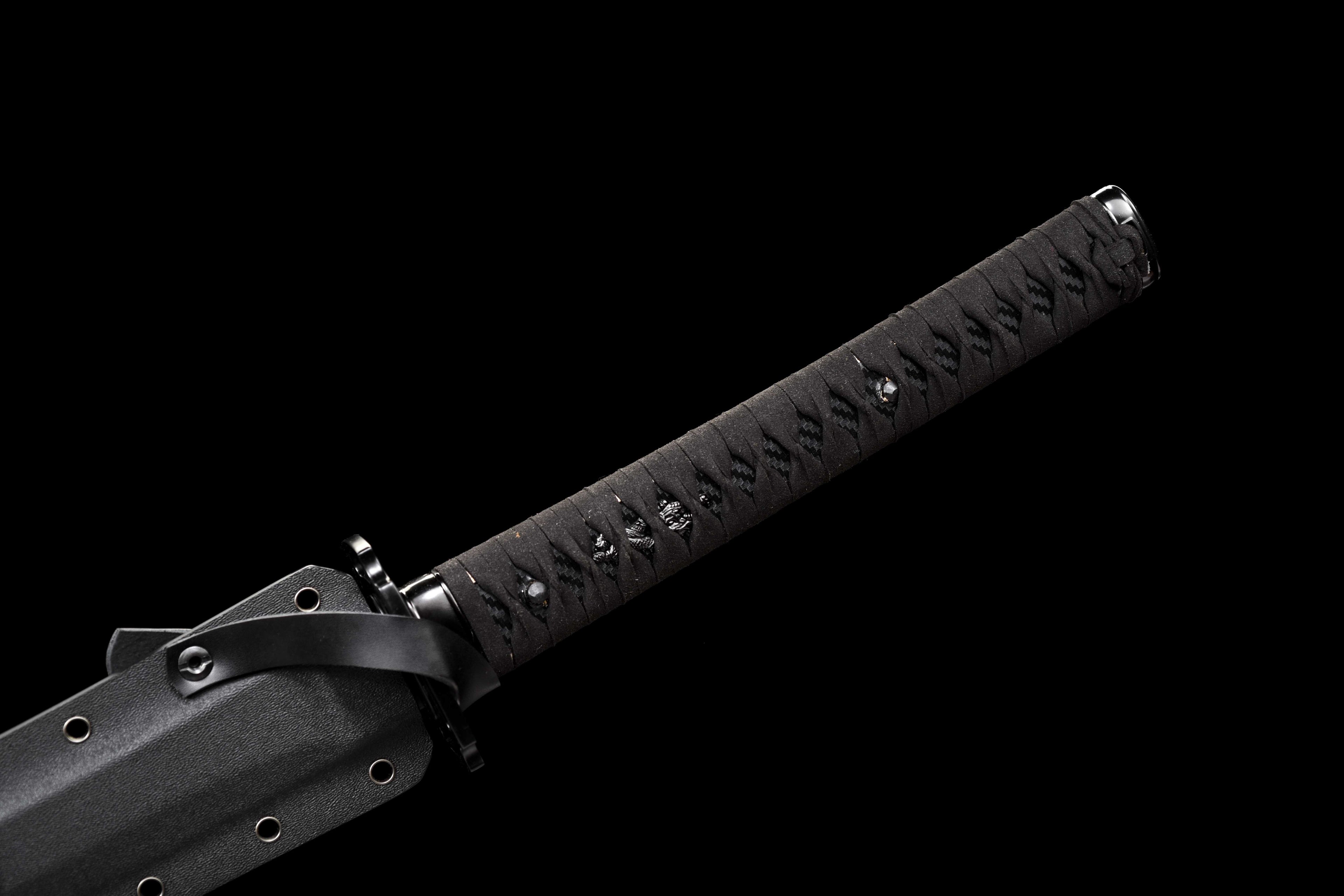Tactical Katana - Ceramic Coated Carbon Steel Blade (Anti-Rust), Suede Cross Wrap Handle & Kydex Sheath | Full-Tang