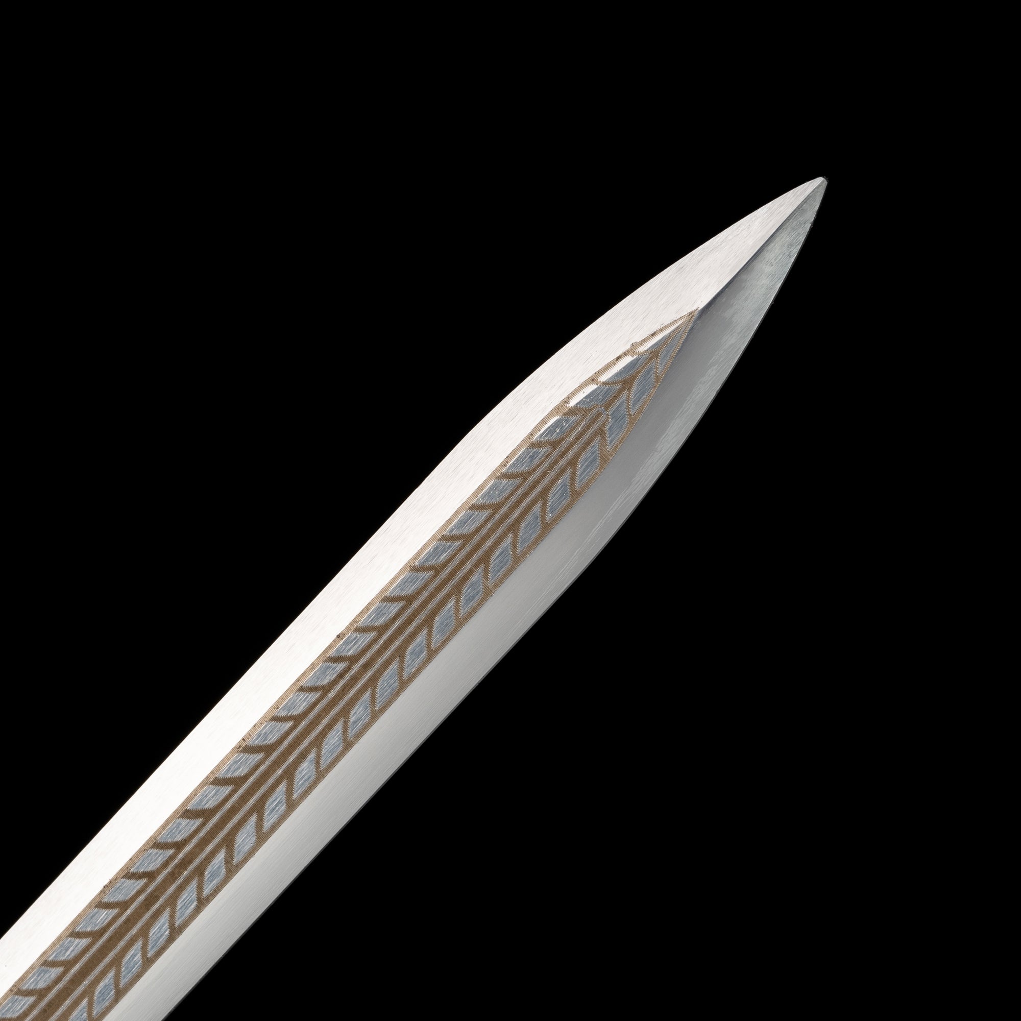King of Yue Sword Replica - Hexagonal High Manganese Steel Blade, Full-Tang Construction, Alloy Fittings & Leather-Wrapped Scabbard
