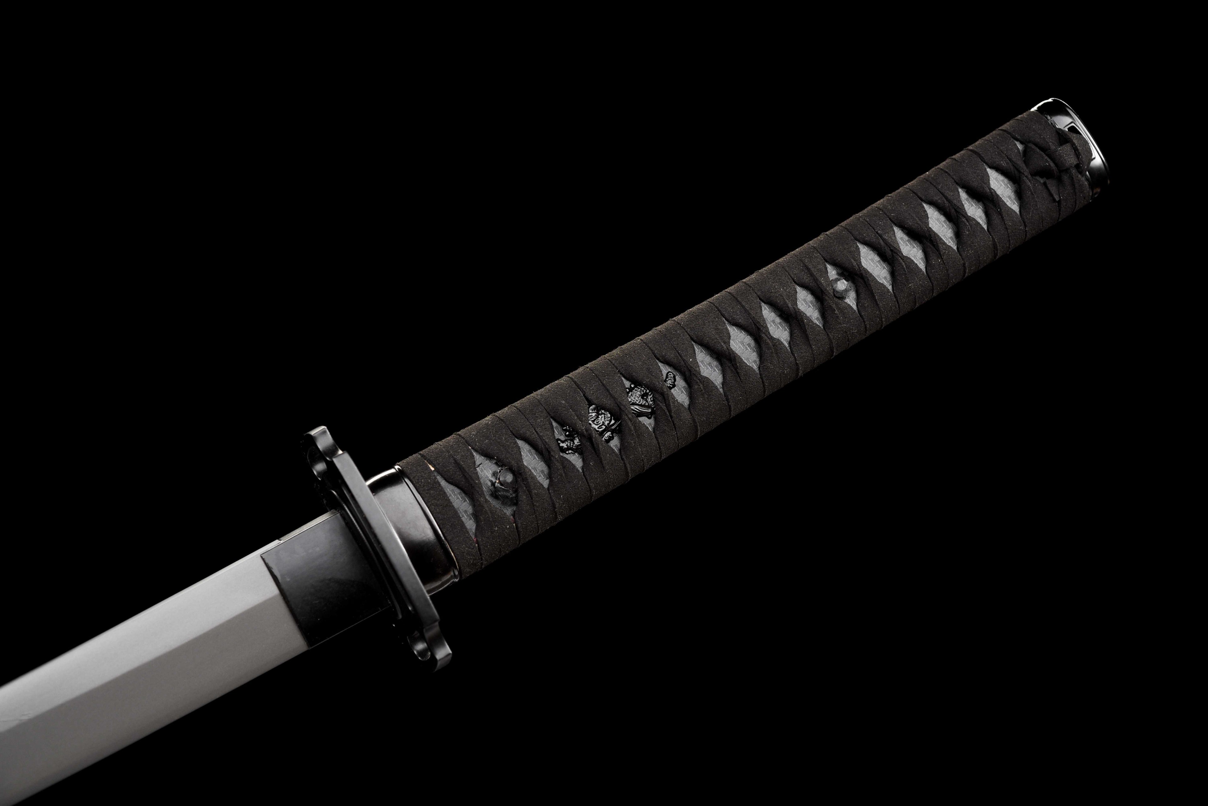 Tactical Katana - Titanium Plated Carbon Steel Blade (Anti-Rust/Scratch Resistant) | Suede Cross-Wrap Handle | Kydex Sheath | Full-Tang Construction