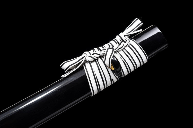 "Blazing Dragon" Katana - Razor-Sharp High Carbon Steel Blade, Full-Tang "Tiger Tail" Forge, Gold-Plated Collar & Lacquered Wood Scabbard