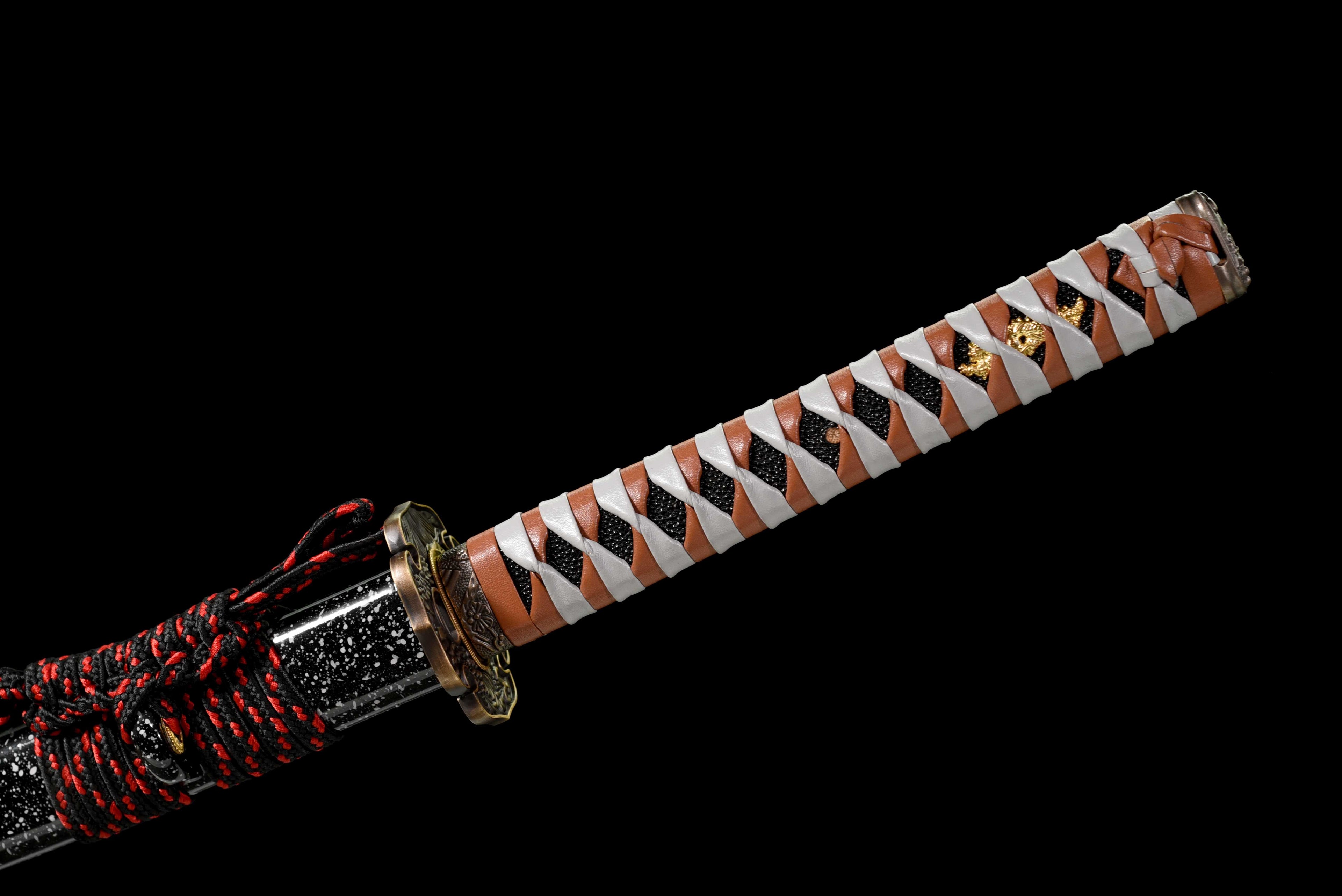 鎌蒼"Kurasama" Katana - T10 Clay Tempered Blade with Blood Groove & Hand-Polished Hamon, Alloy Tsuba, Lacquered Wood Saya | Full-Tang ﻿