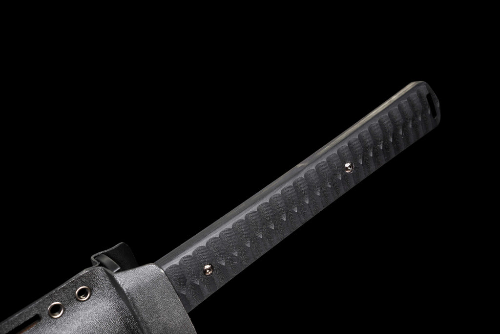 Tactical Katana with Ceramic Coated Carbon Steel Blade - Anti-Rust & Scratch Resistant, G10 Handle & Painted Wood Sheath