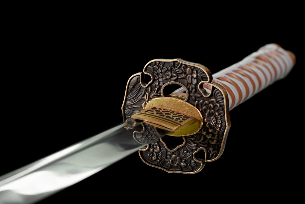 鎌蒼"Kurasama" Katana - T10 Clay Tempered Blade with Blood Groove & Hand-Polished Hamon, Alloy Tsuba, Lacquered Wood Saya | Full-Tang ﻿