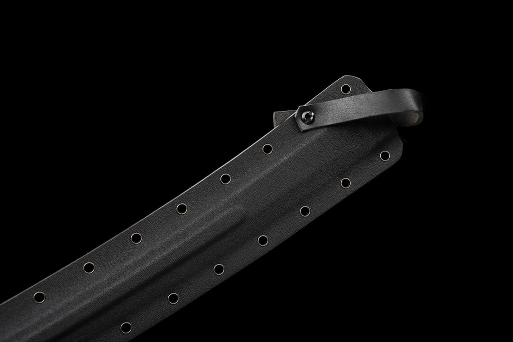 Tactical Katana - Titanium Plated Carbon Steel Blade (Anti-Rust/Scratch Resistant) | Suede Cross-Wrap Handle | Kydex Sheath | Full-Tang Construction