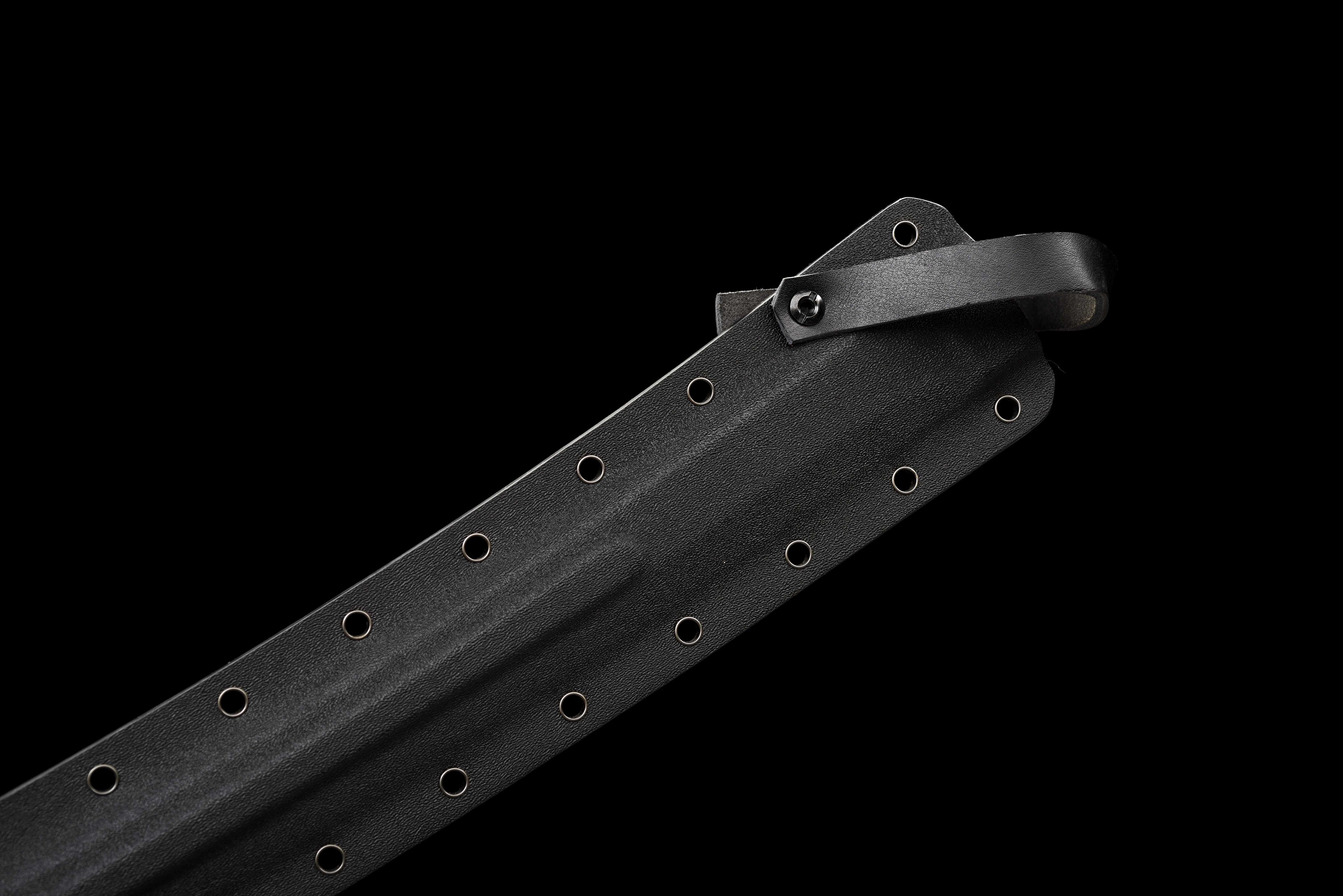 Tactical Katana - Titanium Plated Carbon Steel Blade (Anti-Rust/Scratch Resistant) | Suede Cross-Wrap Handle | Kydex Sheath | Full-Tang Construction
