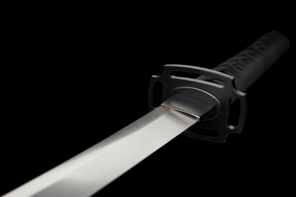Tactical Katana with Titanium Coated Carbon Steel Blade - Anti-Rust & Scratch Resistant, Suede Wrap Handle, Wood & Kydex Sheath Combo