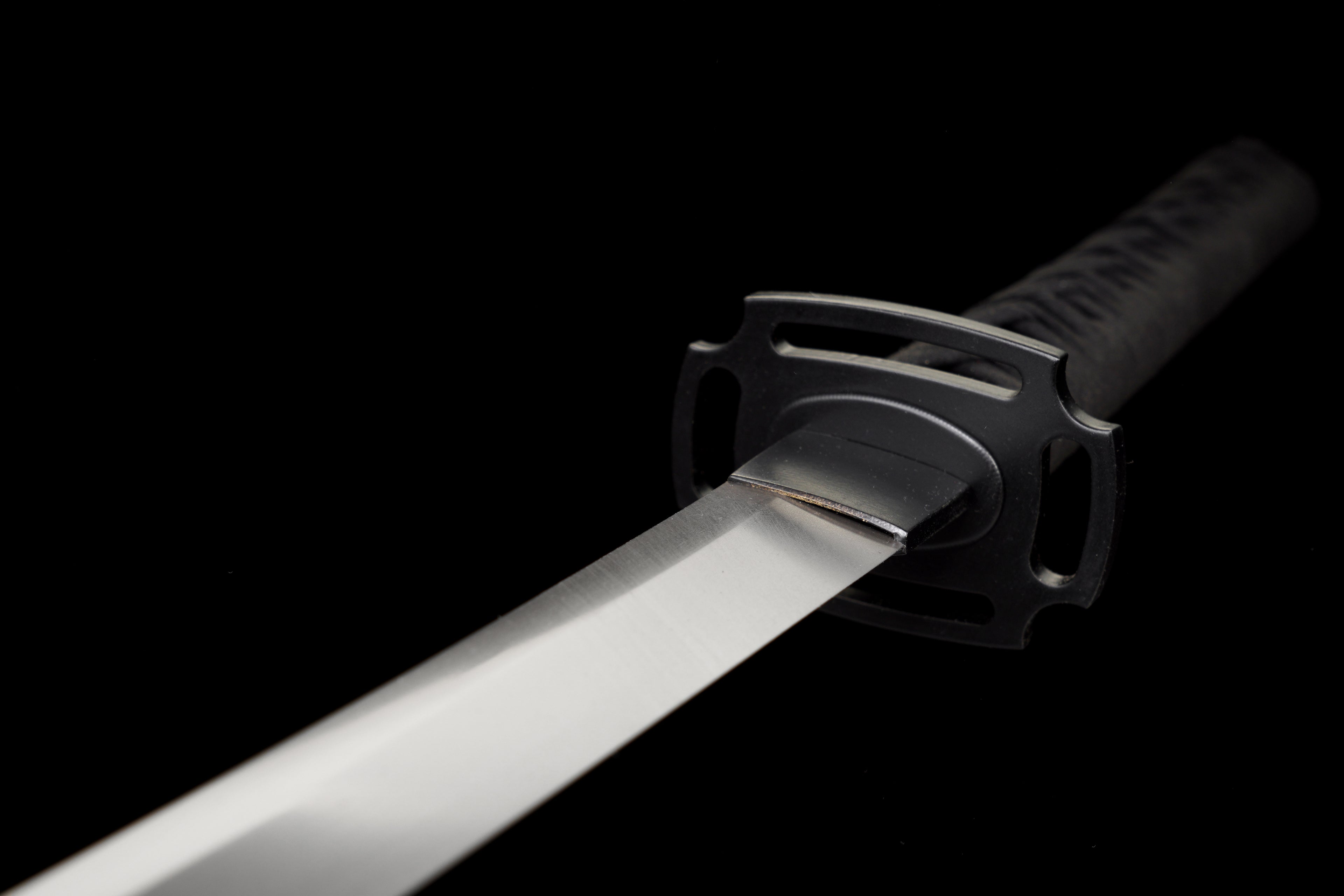Tactical Katana with Titanium Coated Carbon Steel Blade - Anti-Rust & Scratch Resistant, Suede Wrap Handle, Wood & Kydex Sheath Combo