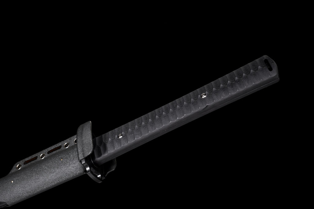 Tactical Katana with Ceramic Coated Carbon Steel Blade - Anti-Rust & Scratch Resistant, G10 Handle & Painted Wood Sheath
