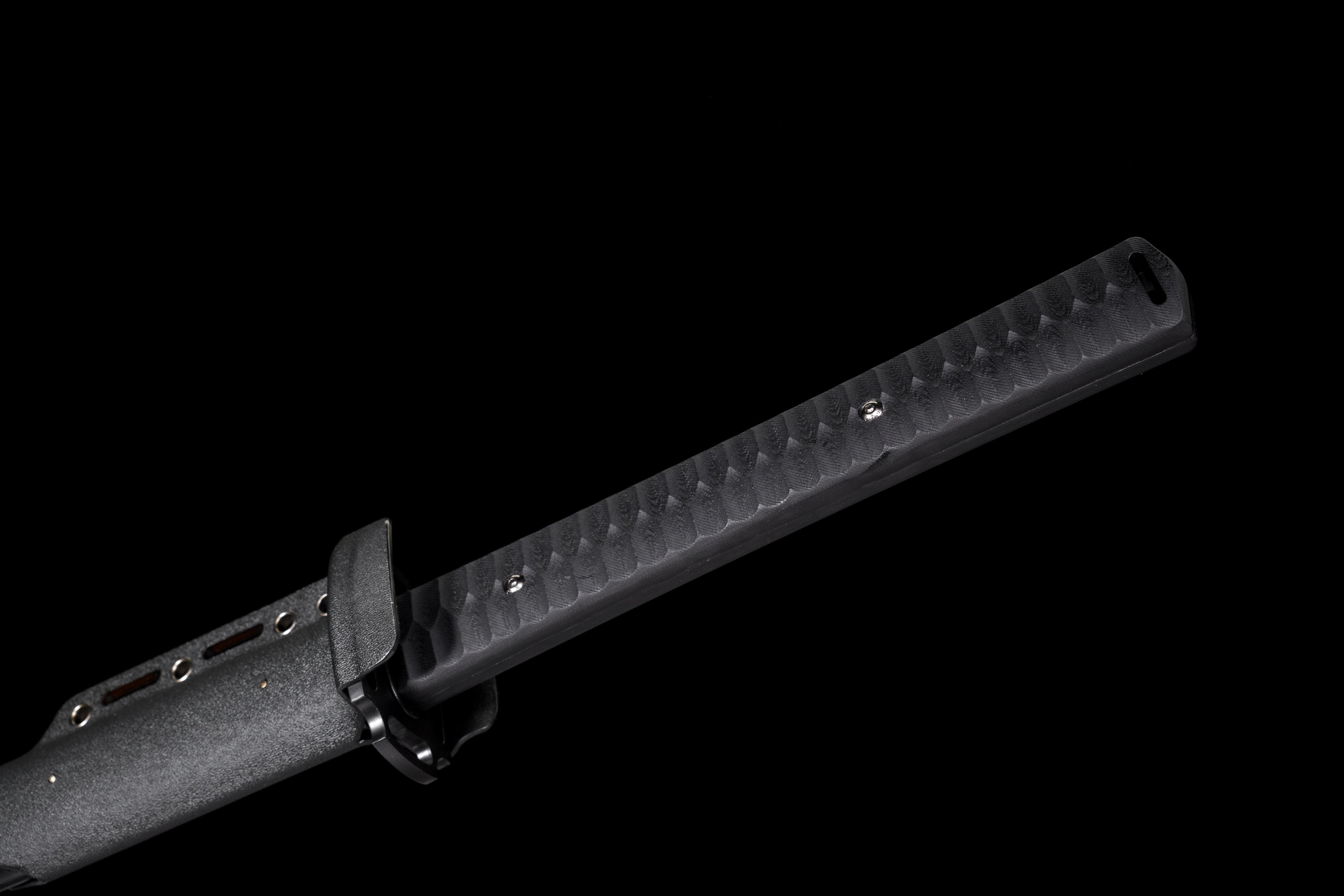 Tactical Katana with Ceramic Coated Carbon Steel Blade - Anti-Rust & Scratch Resistant, G10 Handle & Painted Wood Sheath