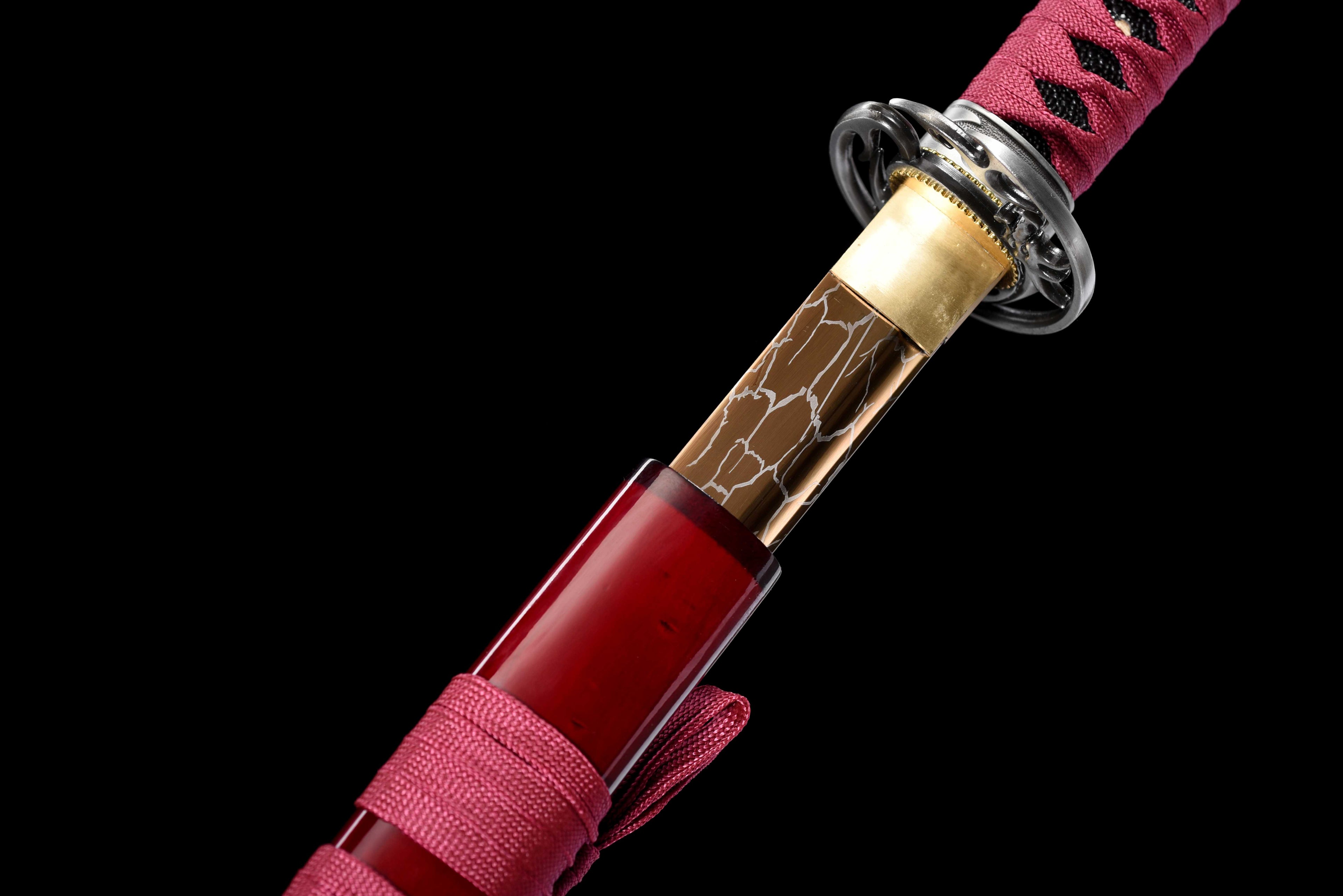 "Yinglong Dragon" Katana - Sharpened High Manganese Steel Blade, Gold-Plated Collar (Habaki), Alloy Tsuba & Lacquered Wood Scabbard | Full-Tang