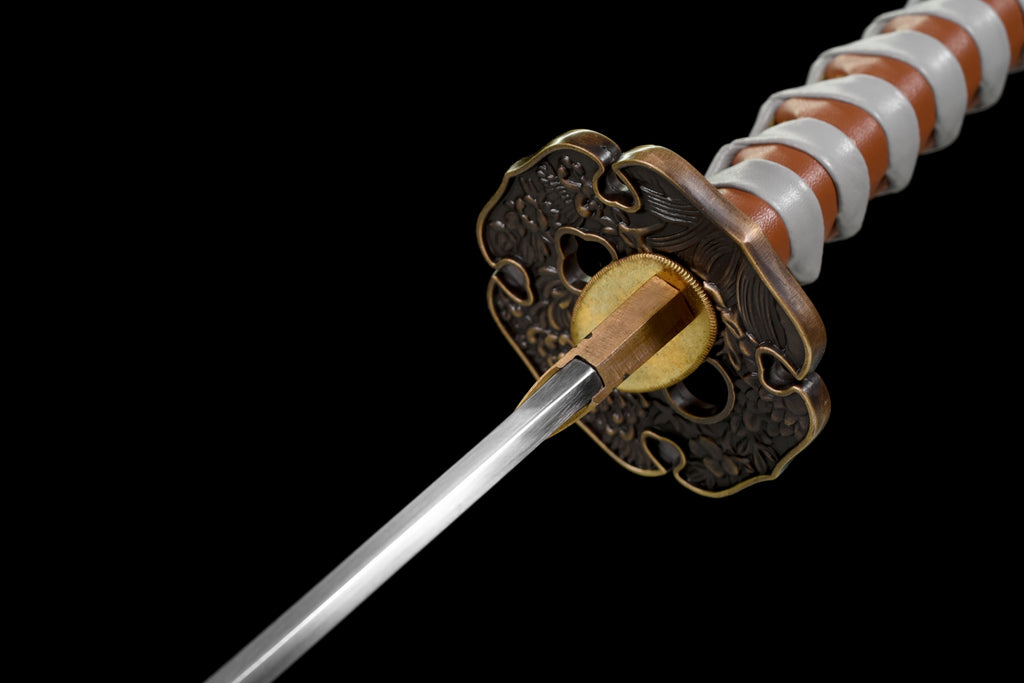 鎌蒼"Kurasama" Katana - T10 Clay Tempered Blade with Blood Groove & Hand-Polished Hamon, Alloy Tsuba, Lacquered Wood Saya | Full-Tang ﻿