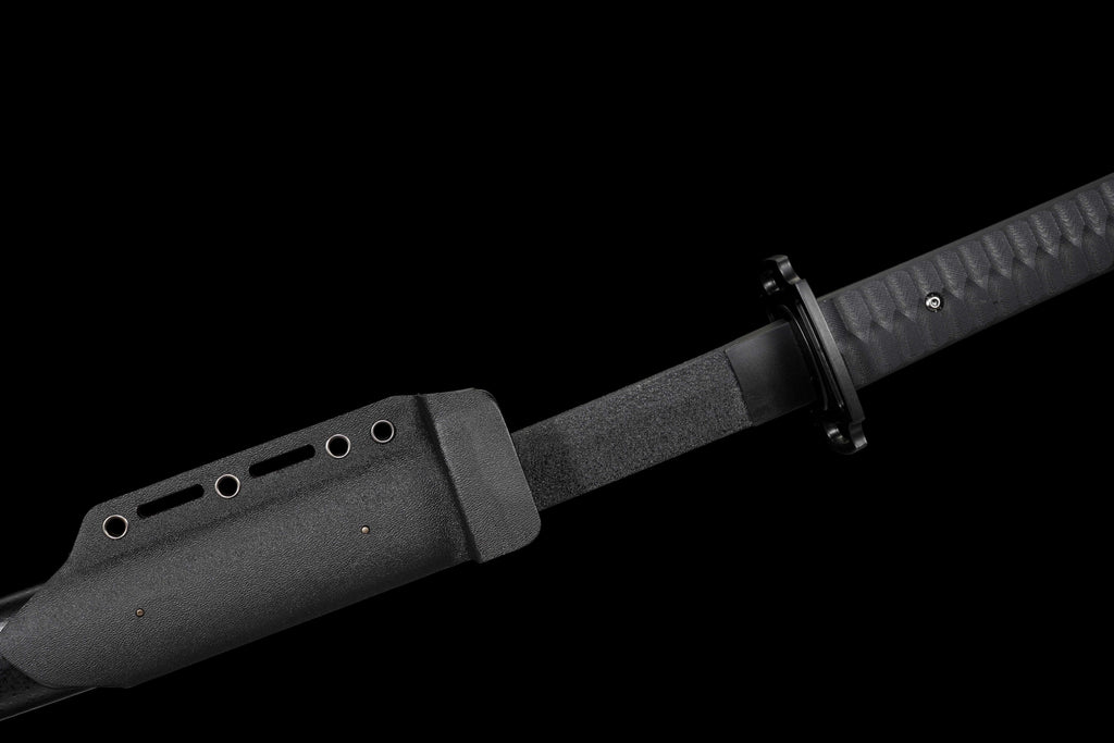 Tactical Katana with Ceramic Coated Carbon Steel Blade - Anti-Rust & Scratch Resistant, G10 Handle & Painted Wood Sheath