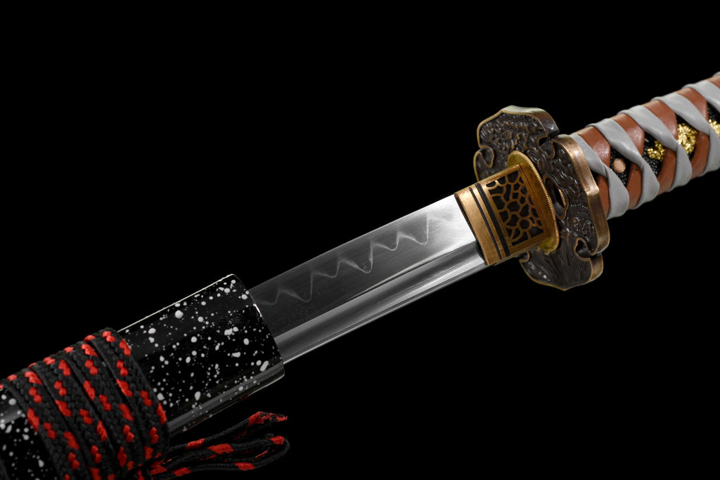 鎌蒼"Kurasama" Katana - T10 Clay Tempered Blade with Blood Groove & Hand-Polished Hamon, Alloy Tsuba, Lacquered Wood Saya | Full-Tang ﻿