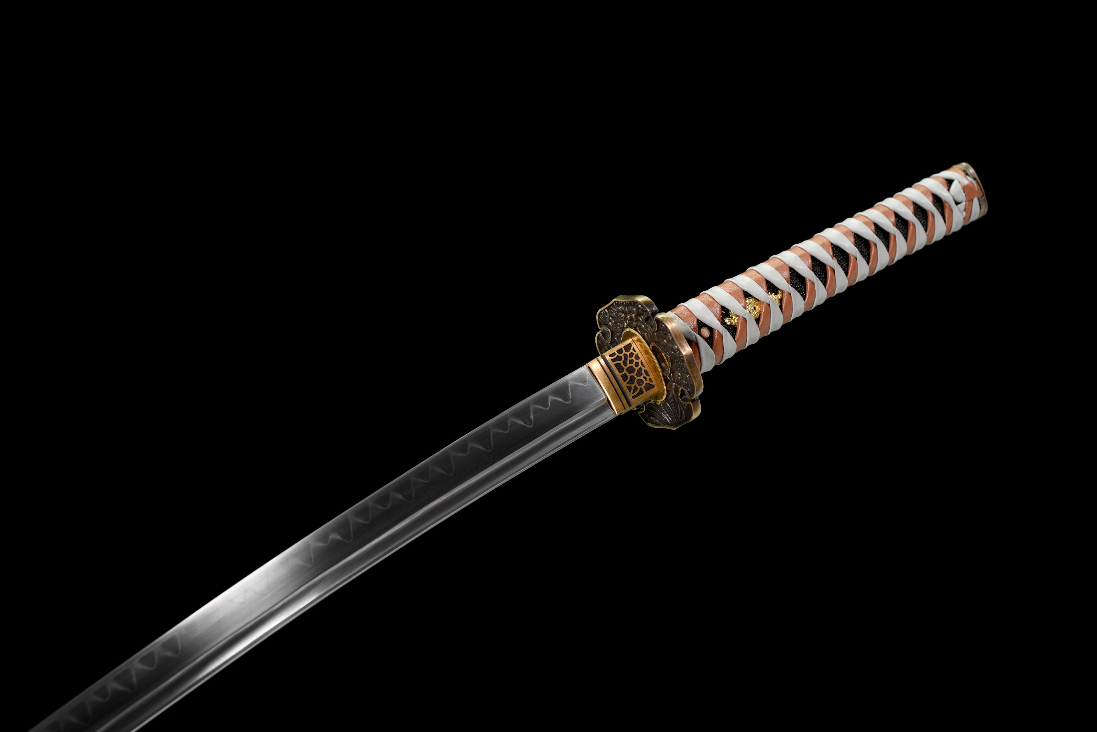 鎌蒼"Kurasama" Katana - T10 Clay Tempered Blade with Blood Groove & Hand-Polished Hamon, Alloy Tsuba, Lacquered Wood Saya | Full-Tang ﻿