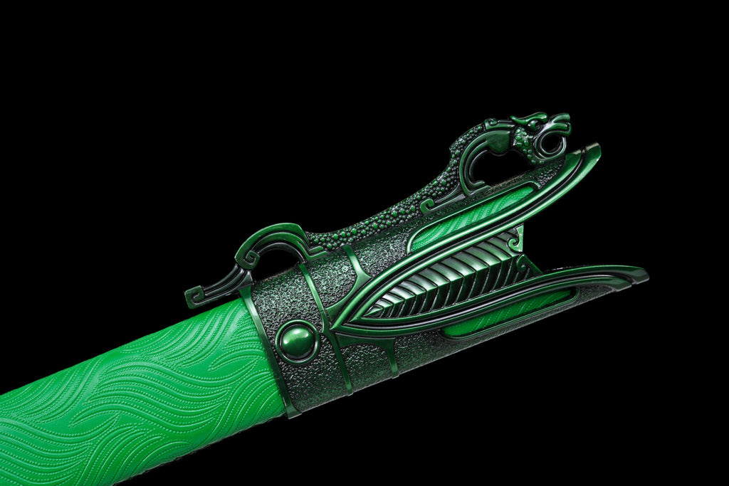 "Ursa Major" Tianji Chinese Straight Sword - Sharpened High Manganese Steel Blade, Full-Tang, Alloy Fittings & Leather-Wrapped Scabbard