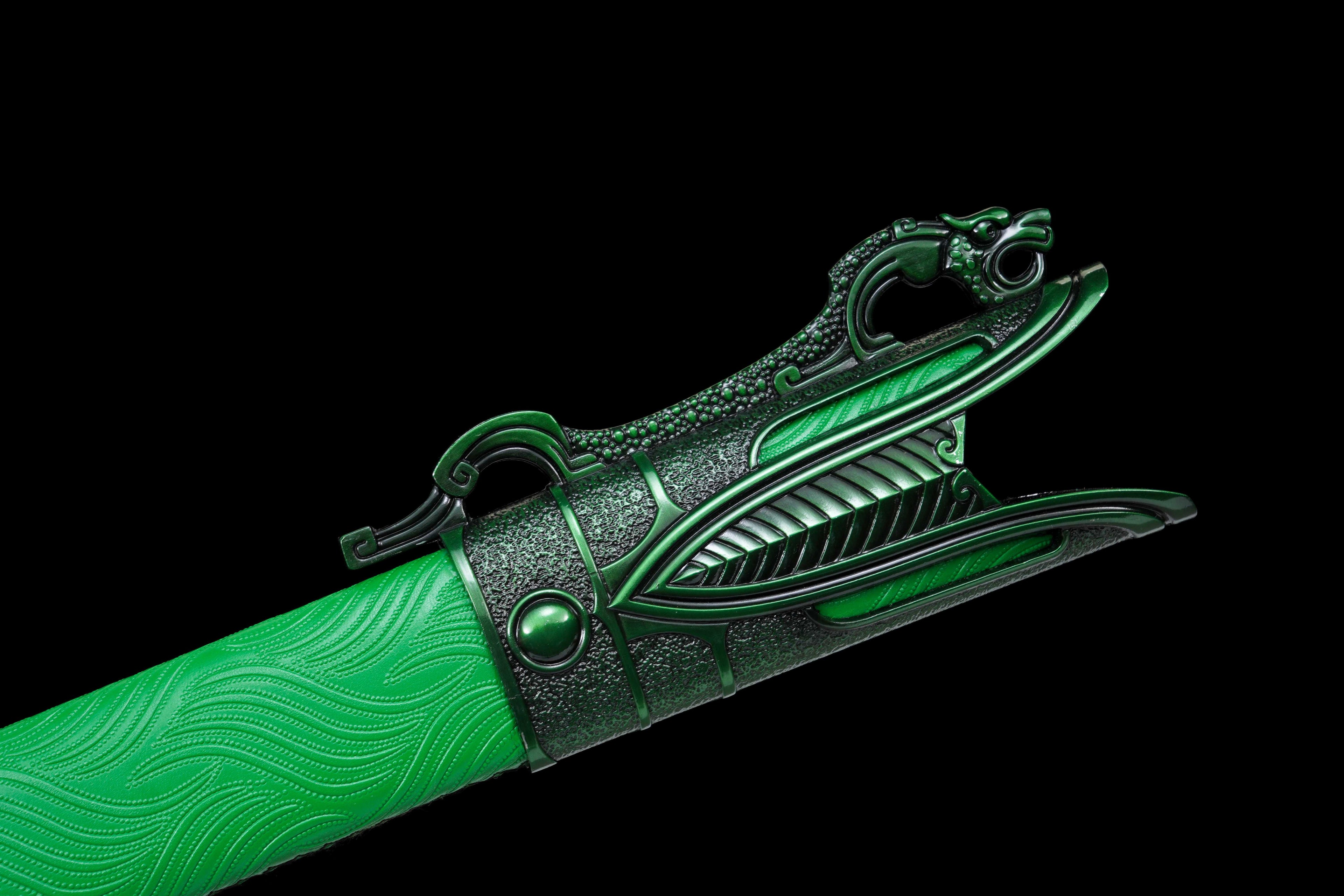 "Ursa Major" Tianji Chinese Straight Sword - Sharpened High Manganese Steel Blade, Full-Tang, Alloy Fittings & Leather-Wrapped Scabbard