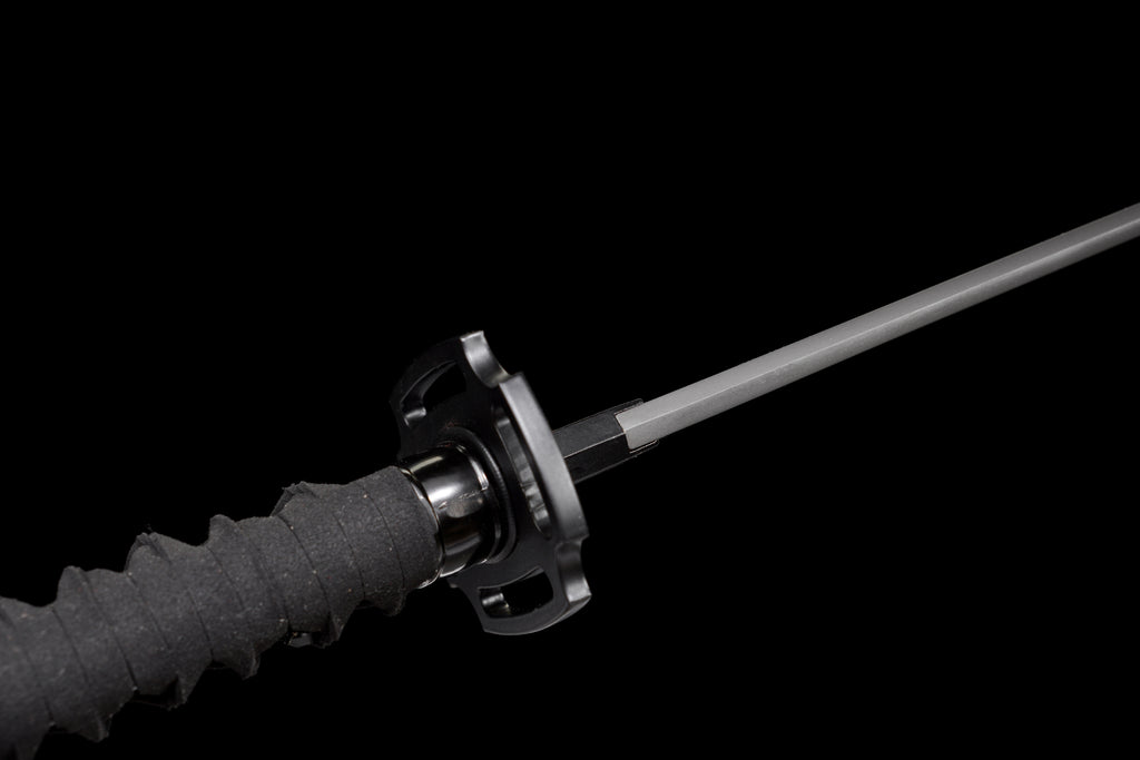 Tactical Katana with Titanium Coated Carbon Steel Blade - Anti-Rust & Scratch Resistant, Suede Wrap Handle, Wood & Kydex Sheath Combo