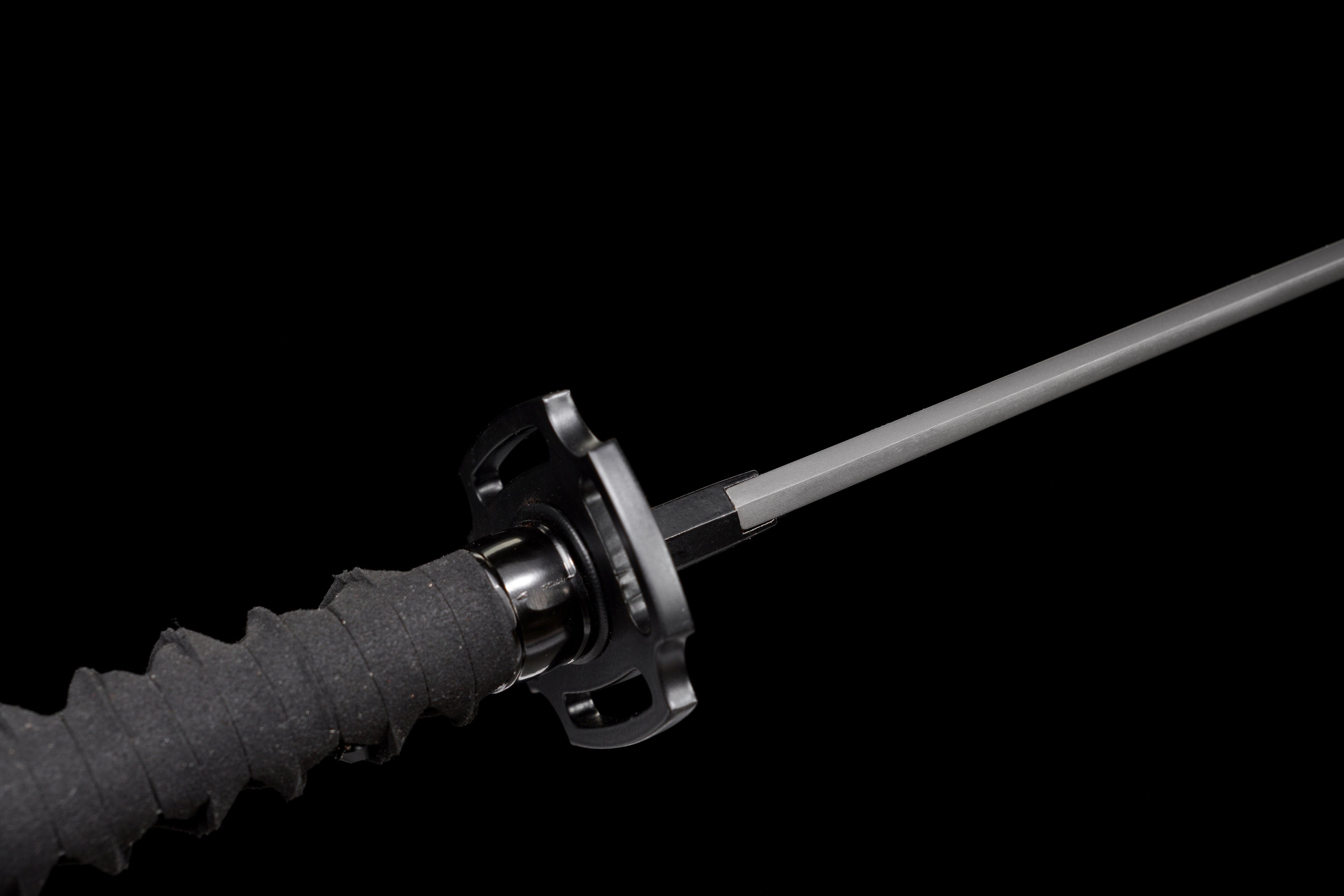 Tactical Katana with Titanium Coated Carbon Steel Blade - Anti-Rust & Scratch Resistant, Suede Wrap Handle, Wood & Kydex Sheath Combo