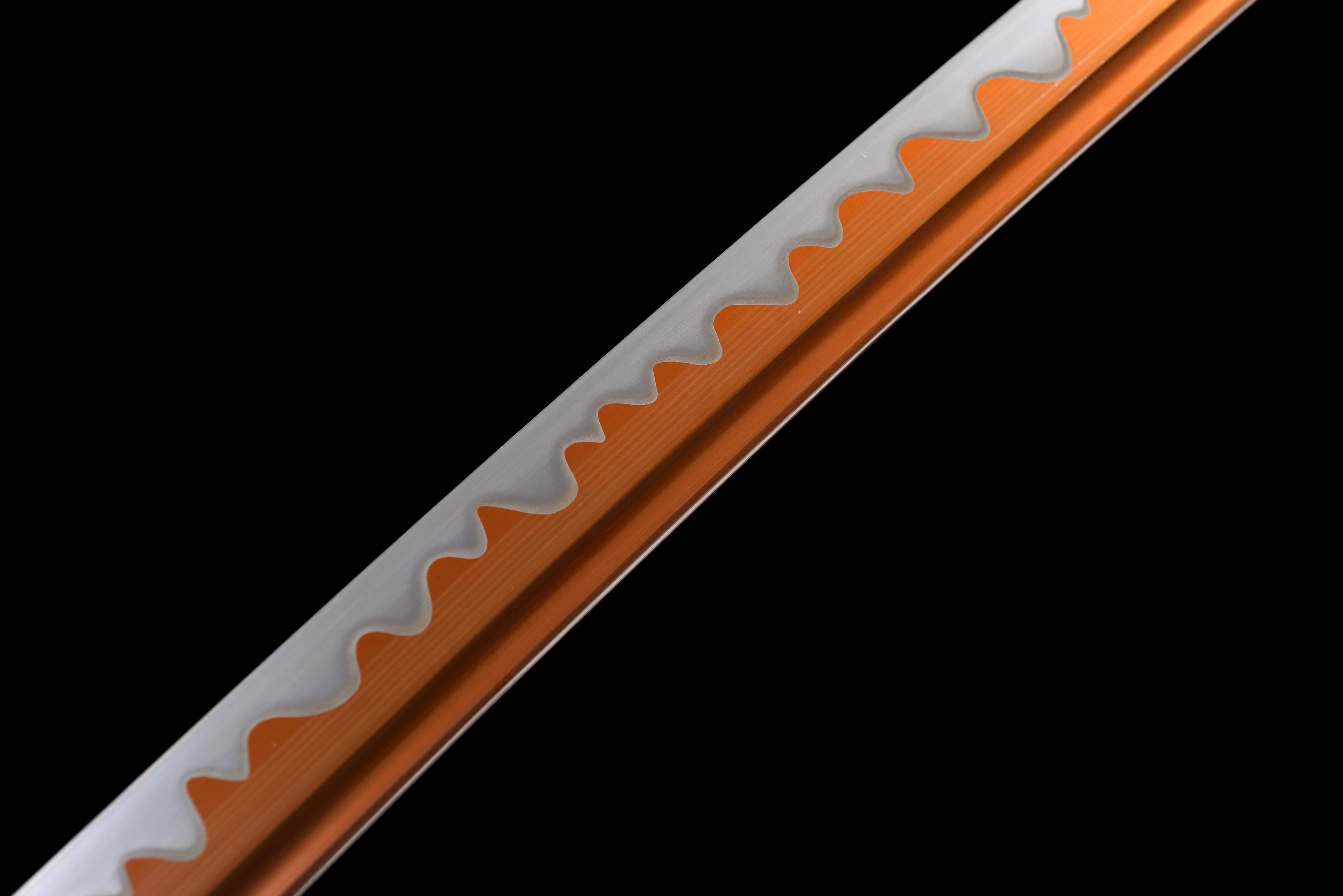 New "Scarlet Samurai" Katana - High Manganese Steel Blade, Gold-Plated Collar, Alloy Tsuba & Leather-Wrapped Scabbard | Full-Tang