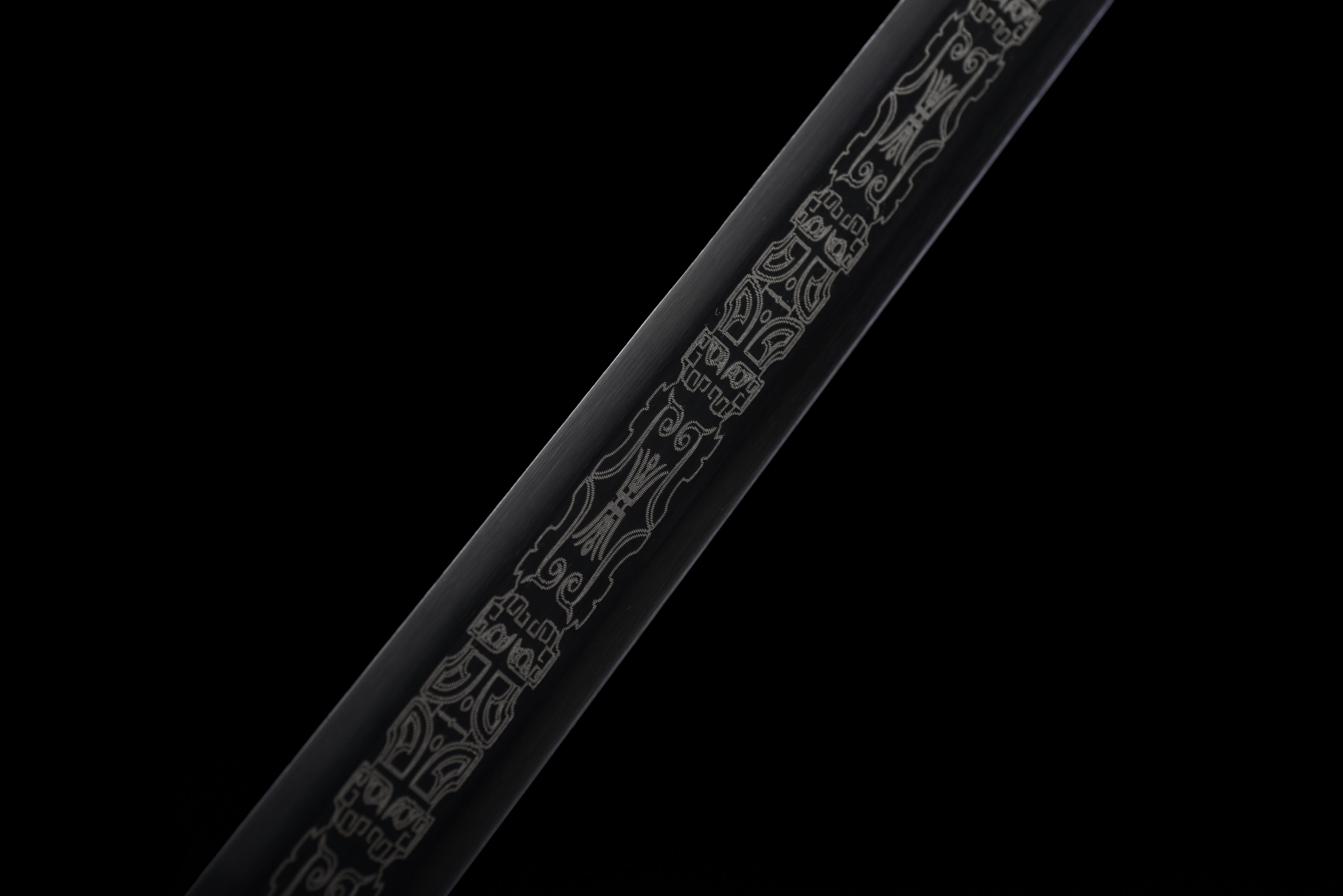 Double Dragon Han Sword - Sharpened Octagonal High Manganese Steel Blade, Full-Tang Construction, Alloy Fittings & Leather-Wrapped Wood Scabbard