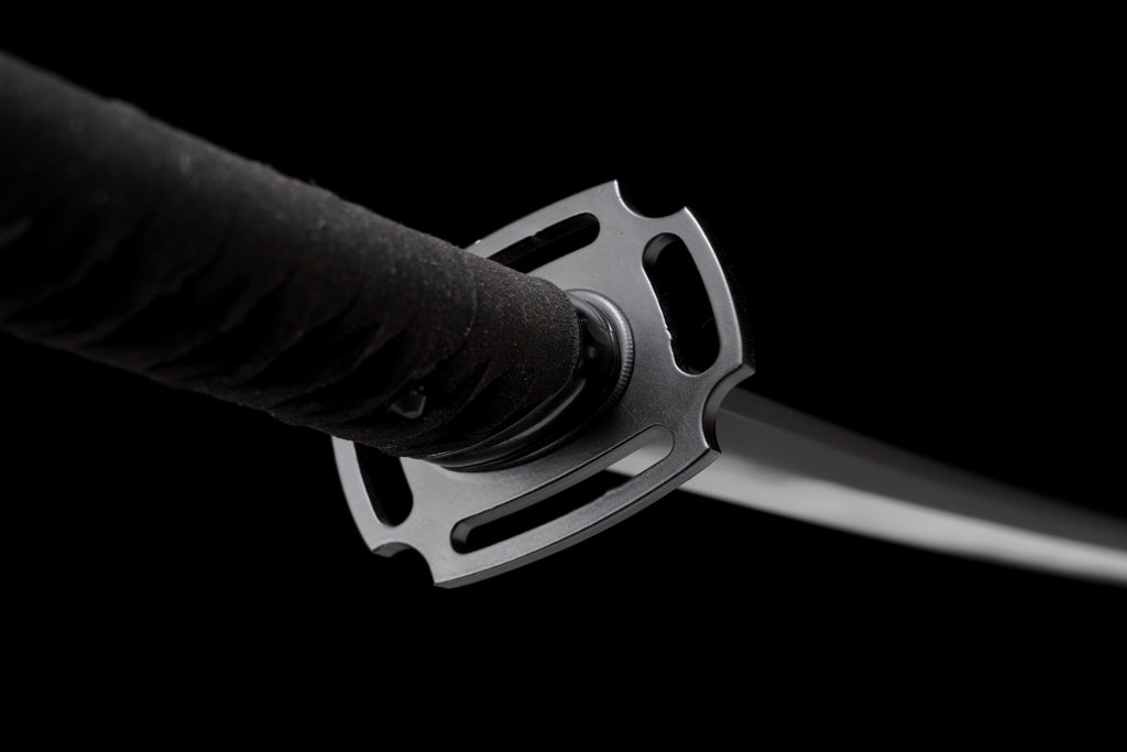 Tactical Katana with Titanium Coated Carbon Steel Blade - Anti-Rust & Scratch Resistant, Suede Wrap Handle, Wood & Kydex Sheath Combo