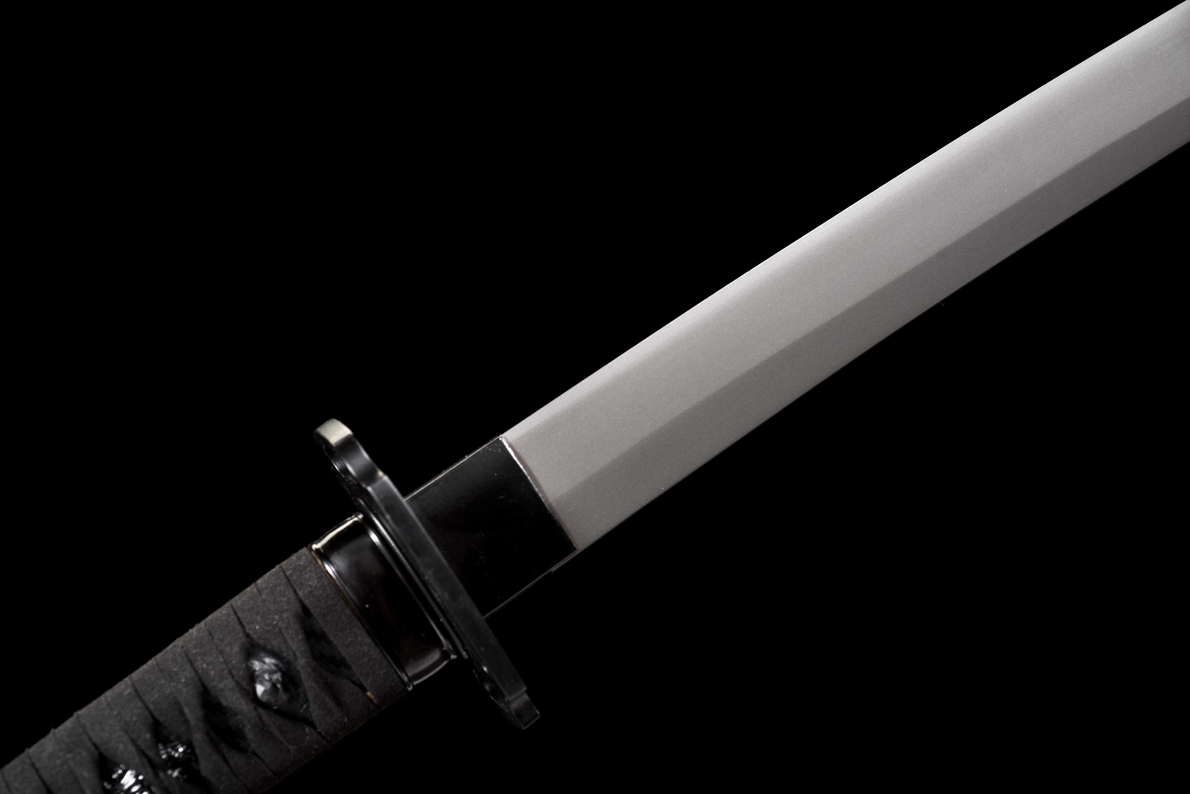 Tactical Katana - Titanium Plated Carbon Steel Blade (Anti-Rust/Scratch Resistant) | Suede Cross-Wrap Handle | Kydex Sheath | Full-Tang Construction