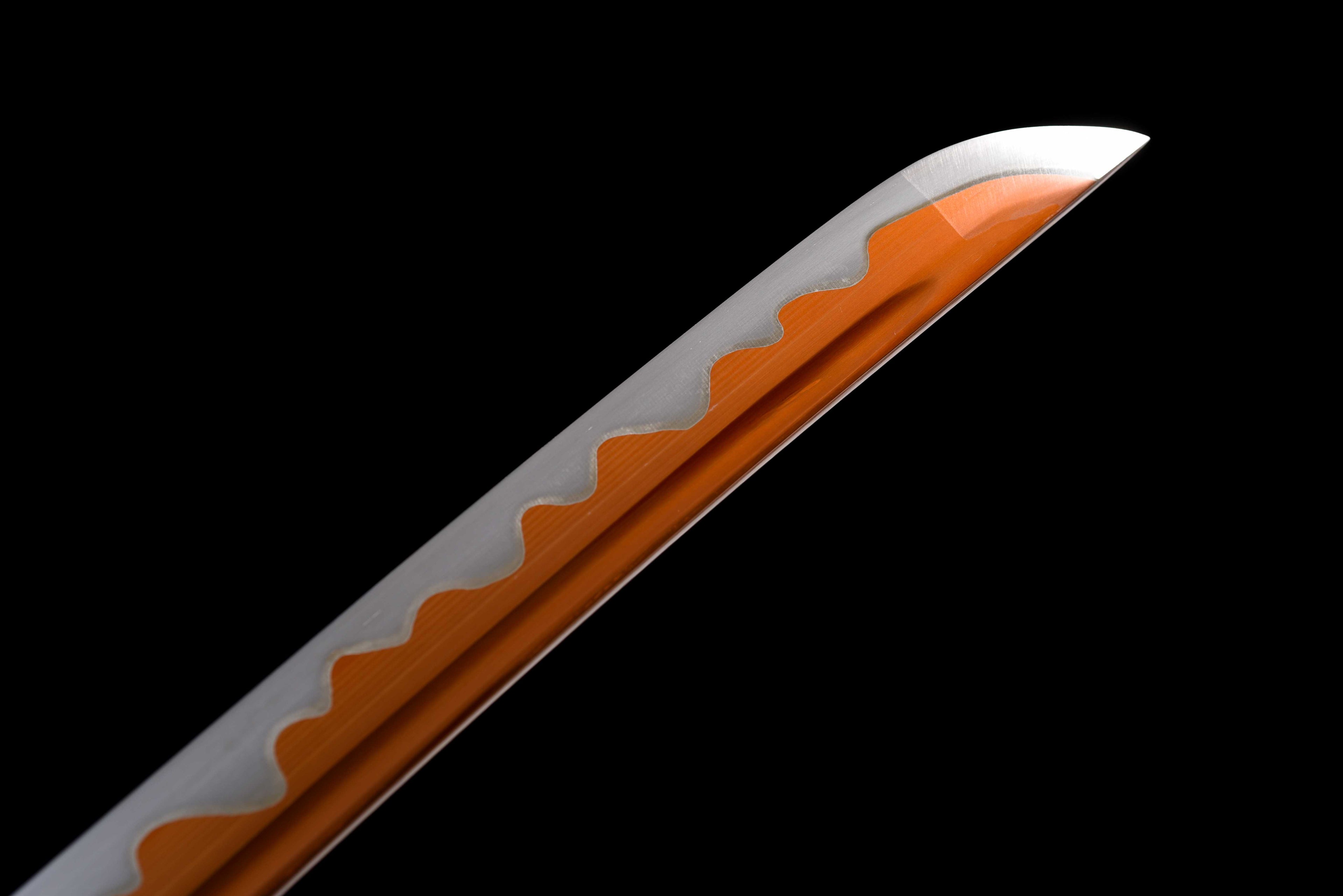 New "Scarlet Samurai" Katana - High Manganese Steel Blade, Gold-Plated Collar, Alloy Tsuba & Leather-Wrapped Scabbard | Full-Tang