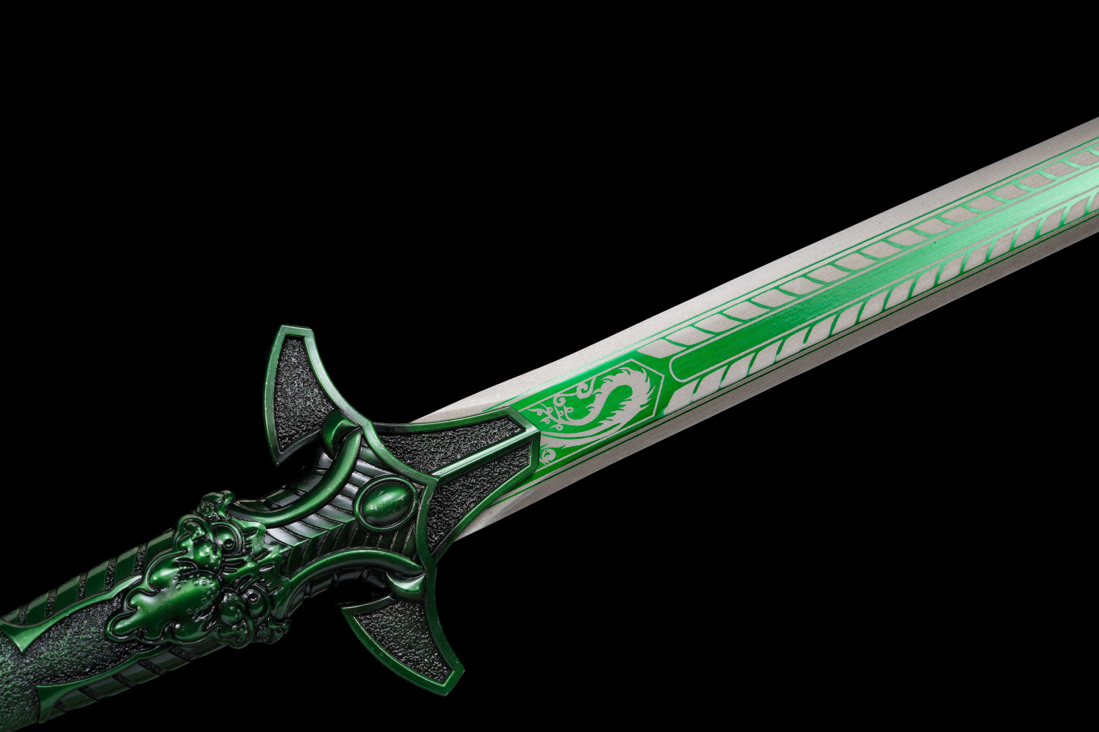 "Ursa Major" Tianji Chinese Straight Sword - Sharpened High Manganese Steel Blade, Full-Tang, Alloy Fittings & Leather-Wrapped Scabbard