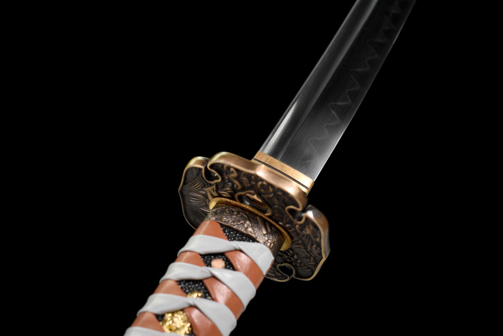 鎌蒼"Kurasama" Katana - T10 Clay Tempered Blade with Blood Groove & Hand-Polished Hamon, Alloy Tsuba, Lacquered Wood Saya | Full-Tang ﻿