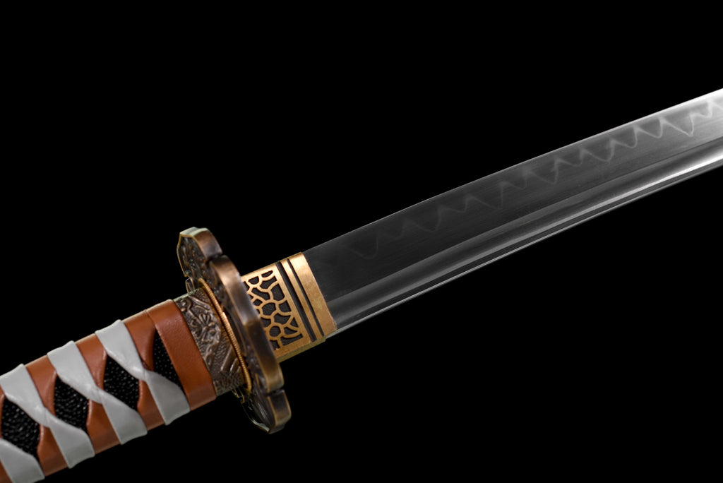 鎌蒼"Kurasama" Katana - T10 Clay Tempered Blade with Blood Groove & Hand-Polished Hamon, Alloy Tsuba, Lacquered Wood Saya | Full-Tang ﻿