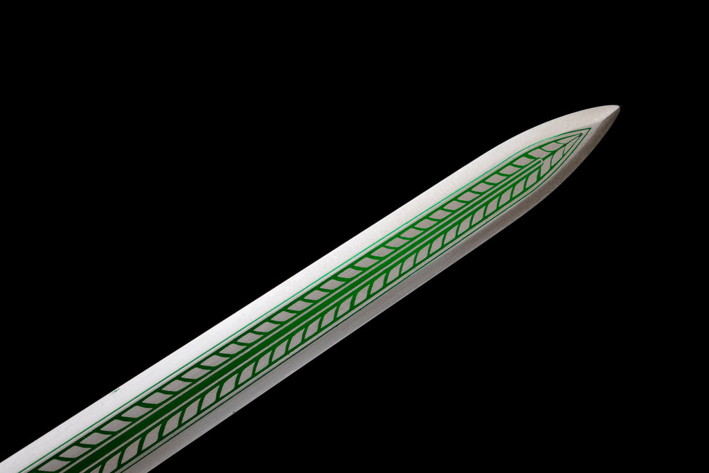 "Ursa Major" Tianji Chinese Straight Sword - Sharpened High Manganese Steel Blade, Full-Tang, Alloy Fittings & Leather-Wrapped Scabbard