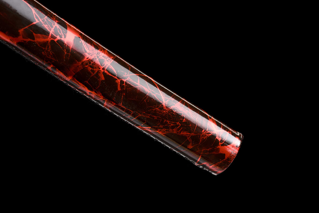 New "Scarlet Samurai" Katana - High Manganese Steel Blade, Gold-Plated Collar, Alloy Tsuba & Leather-Wrapped Scabbard | Full-Tang