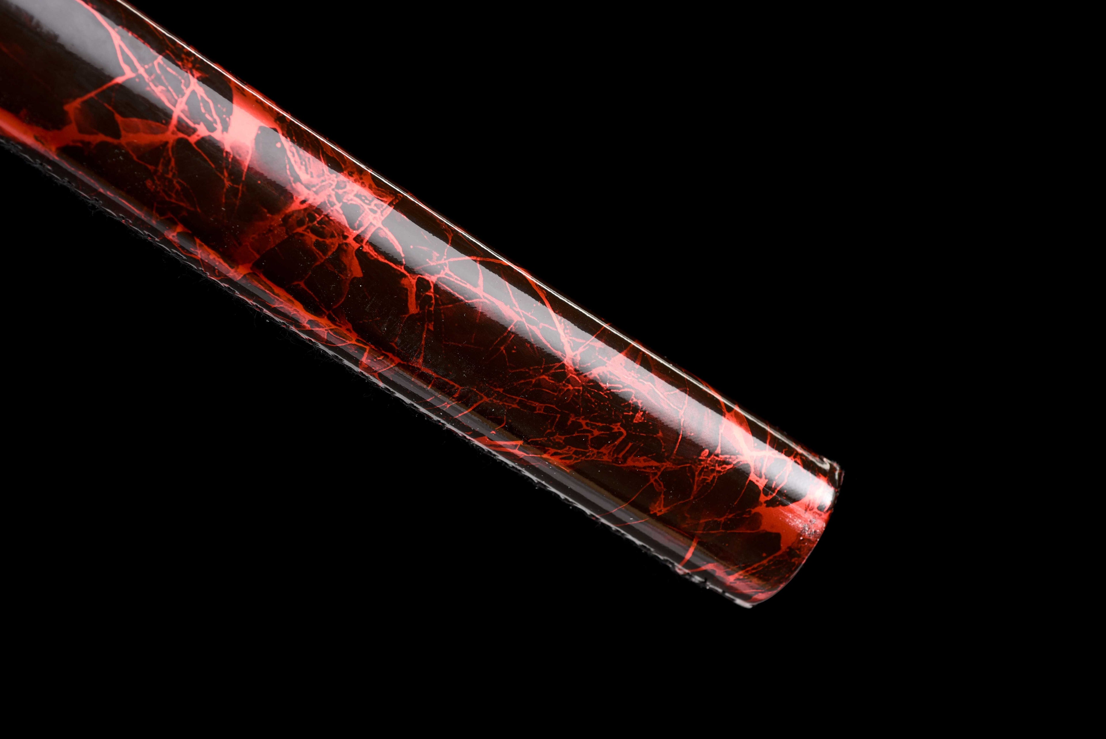 New "Scarlet Samurai" Katana - High Manganese Steel Blade, Gold-Plated Collar, Alloy Tsuba & Leather-Wrapped Scabbard | Full-Tang
