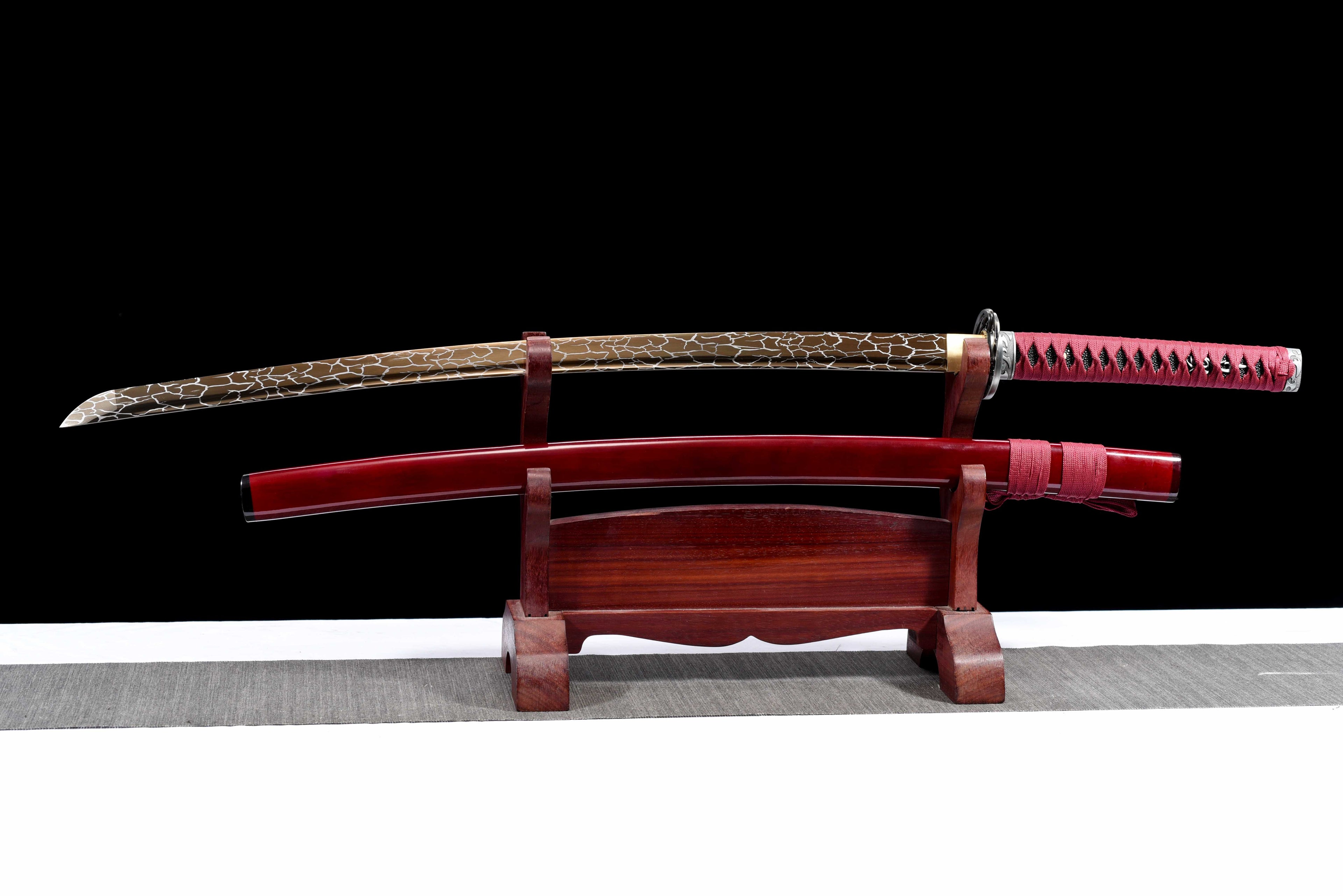"Yinglong Dragon" Katana - Sharpened High Manganese Steel Blade, Gold-Plated Collar (Habaki), Alloy Tsuba & Lacquered Wood Scabbard | Full-Tang