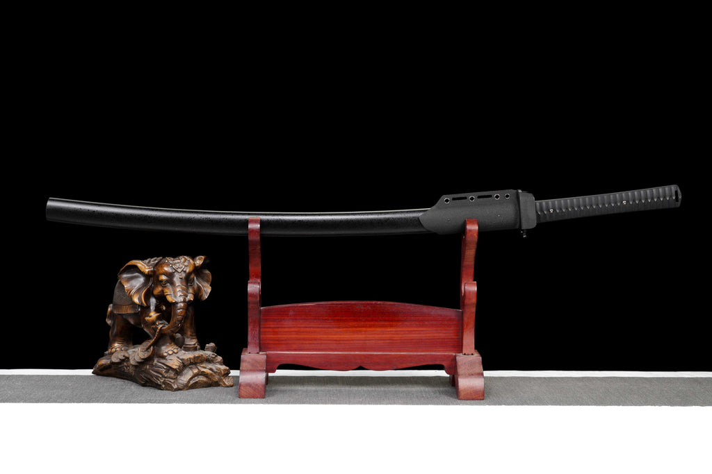 Tactical Katana with Ceramic Coated Carbon Steel Blade - Anti-Rust & Scratch Resistant, G10 Handle & Painted Wood Sheath
