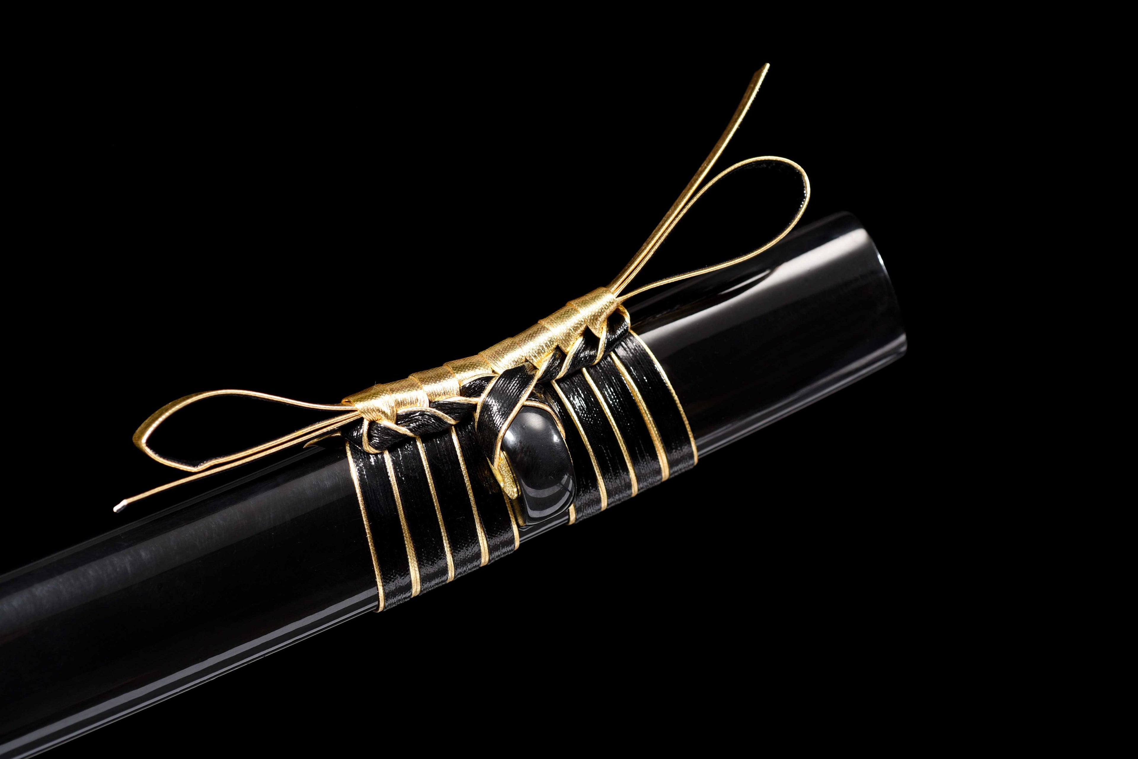 黒金 Handmade black and gold samurai sword: high-carbon steel blade, black and gold color contrast, collection-grade cold weapon