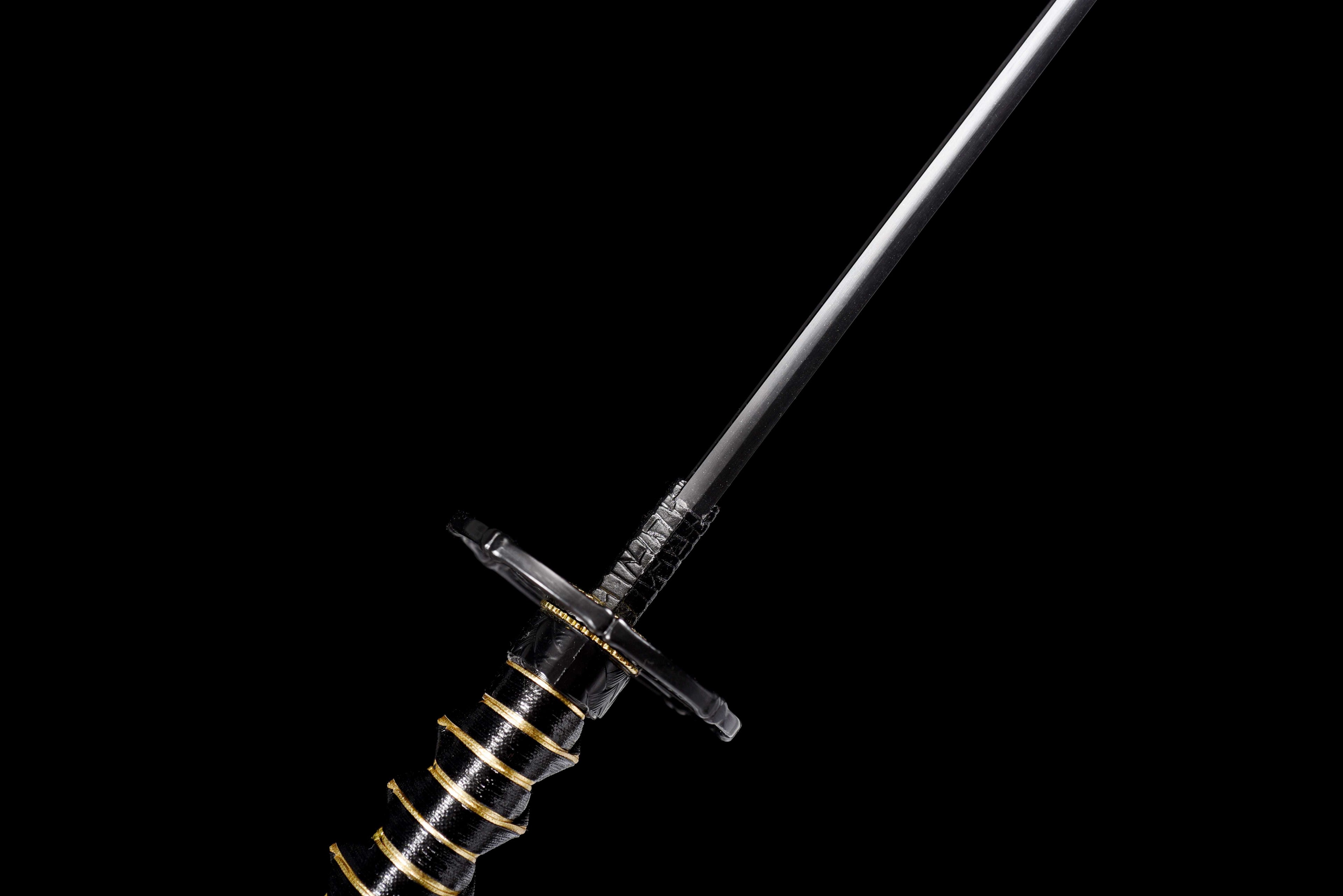 黒金 Handmade black and gold samurai sword: high-carbon steel blade, black and gold color contrast, collection-grade cold weapon